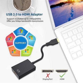 Adapter USB na HDMI, adapter USB 3.0/2.0 na HDMI 1080P Full HD (męski na żeński) [22200000256]